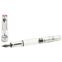 Transparent fountain pen with silver accents